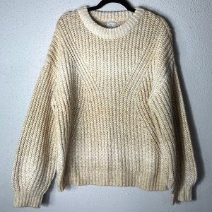 A New Day Two Tone Thick Knit Round Neck Sweater Sz L